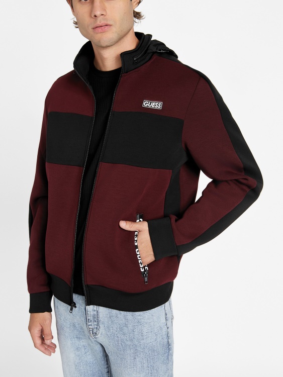 Benson Scuba Mock Neck Zip Jacket Marmont Red Guess