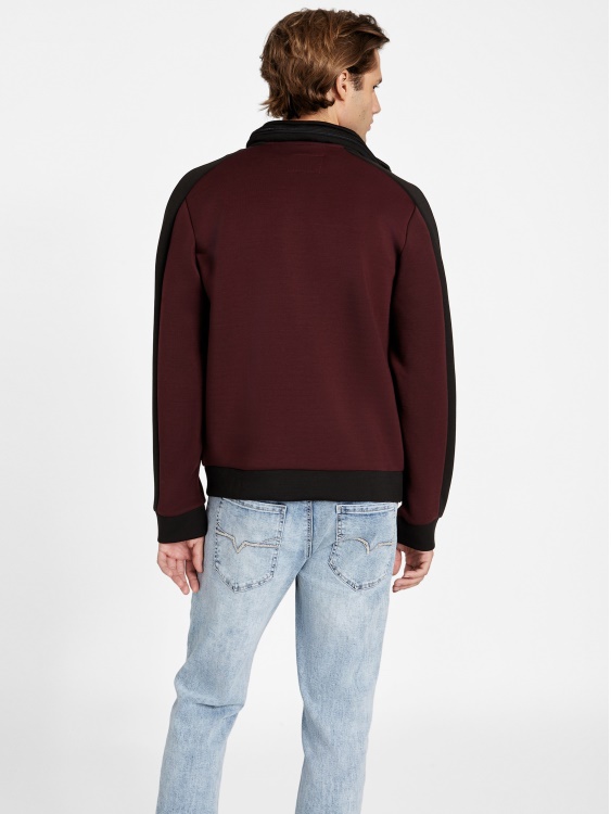 Benson Scuba Mock Neck Zip Jacket Marmont Red Guess