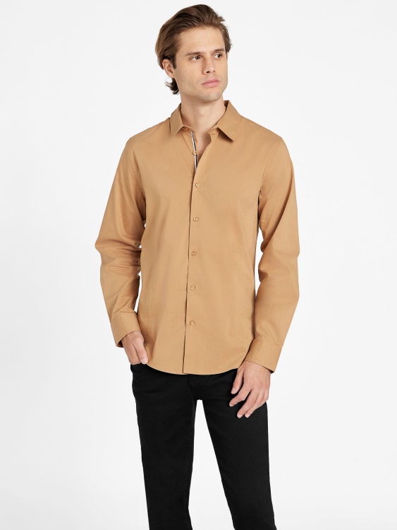 риза Guess кафяв топаз Damon поплин
