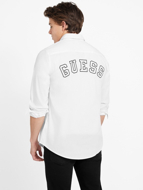 коли тъкана риза Guess чисто бяла