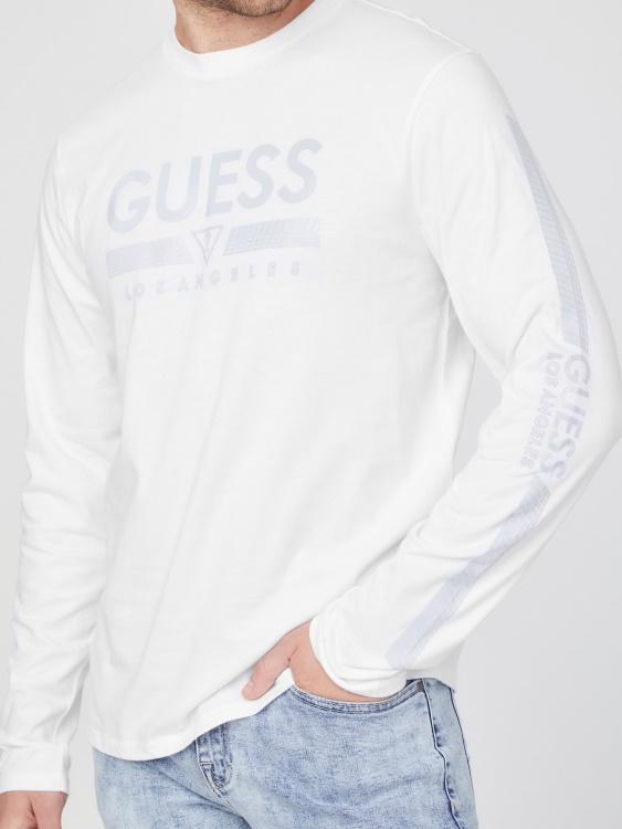 чисто бяла тениска с дълга ръка Guess Koda
