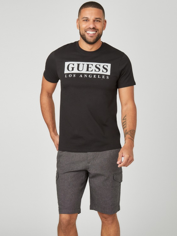 Guess черна тениска с лого на Greg