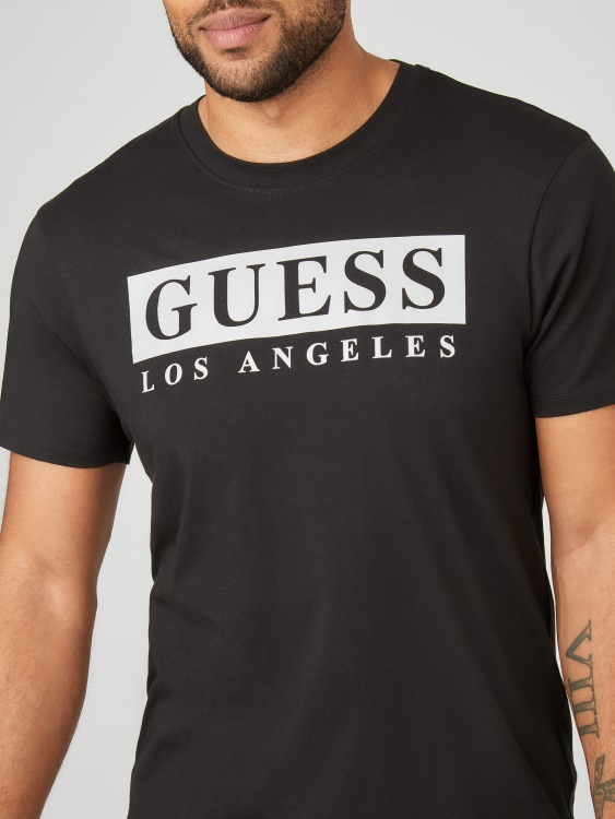Guess черна тениска с лого на Greg