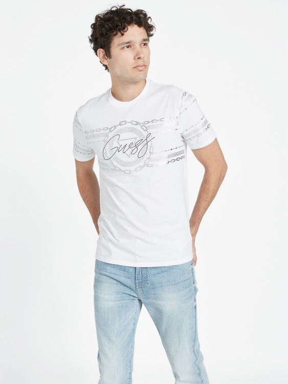 Guess чисто бяла метална тениска Bowman