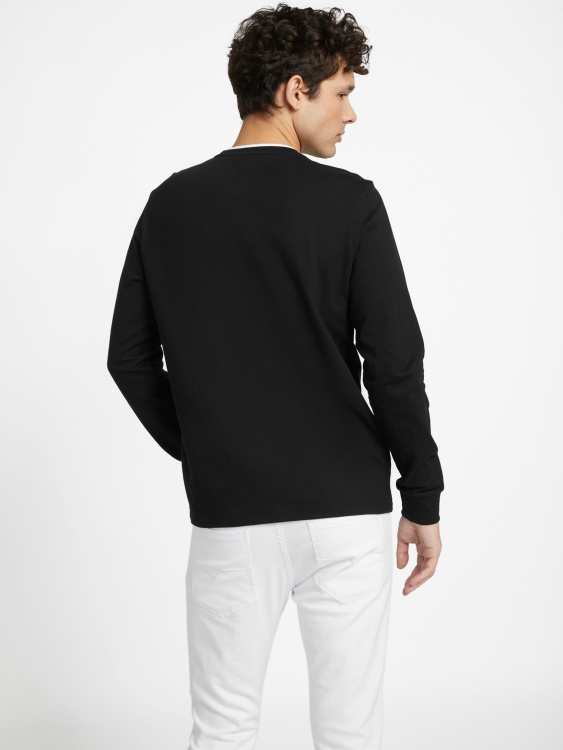 калико лого тениска с дълъг ръкав Guess джет черно