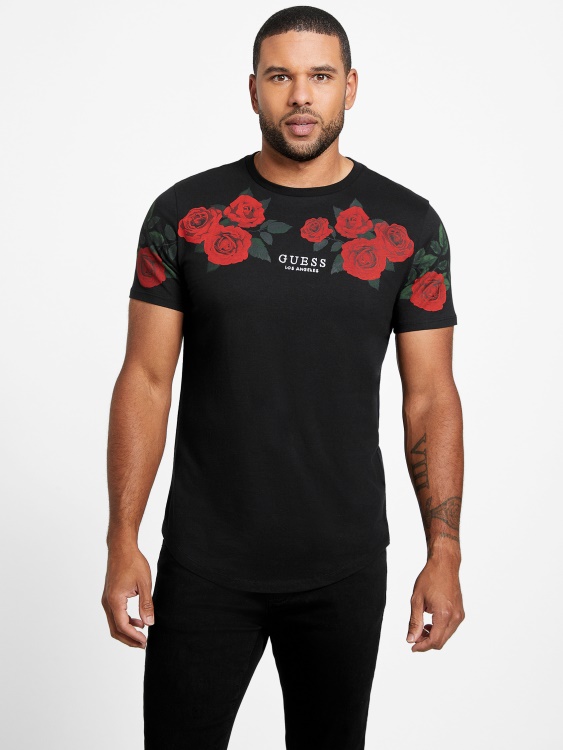 черна тениска Guess Ciro Roses