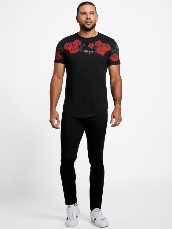 черна тениска Guess Ciro Roses