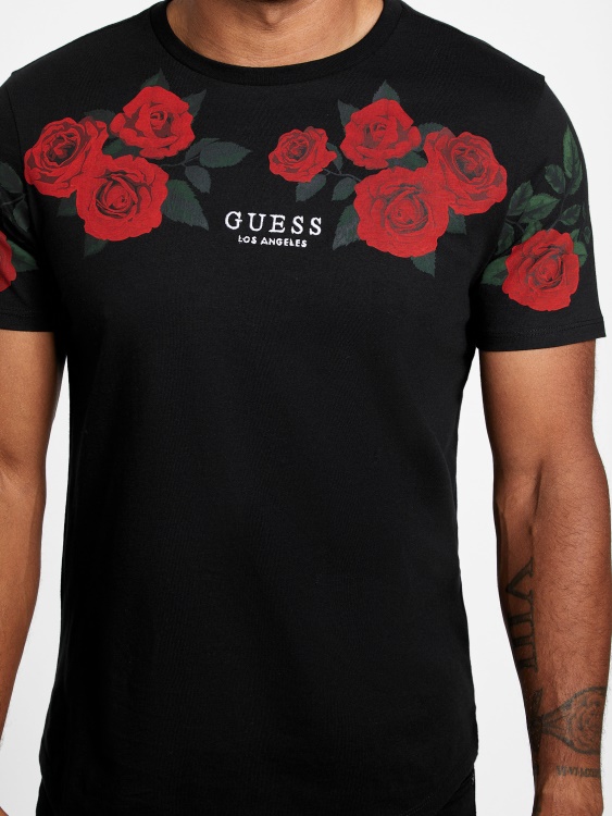 черна тениска Guess Ciro Roses