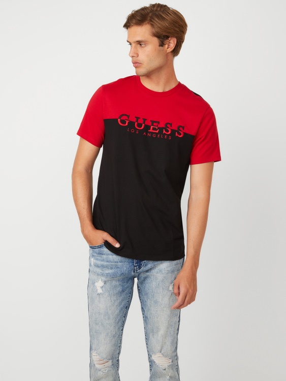 Davion Color-block Logo Tee Varsity Red Guess