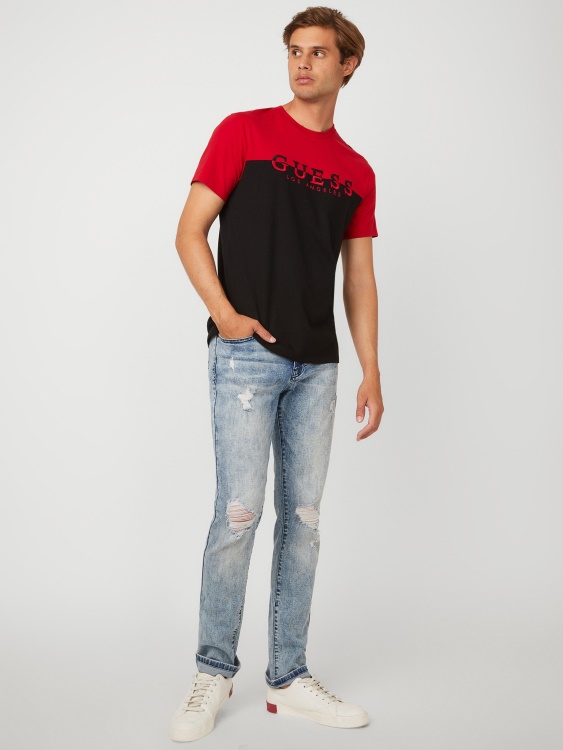 Davion Color-block Logo Tee Varsity Red Guess