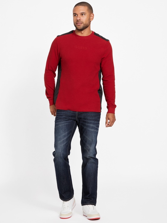 червен ноар Guess Nabry тениска с дълги ръкави с цветни блокове