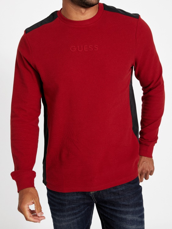 червен ноар Guess Nabry тениска с дълги ръкави с цветни блокове