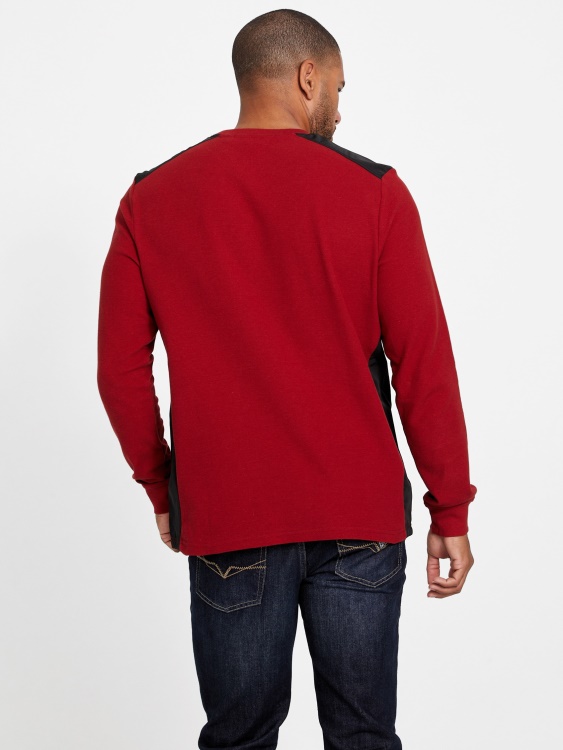 червен ноар Guess Nabry тениска с дълги ръкави с цветни блокове