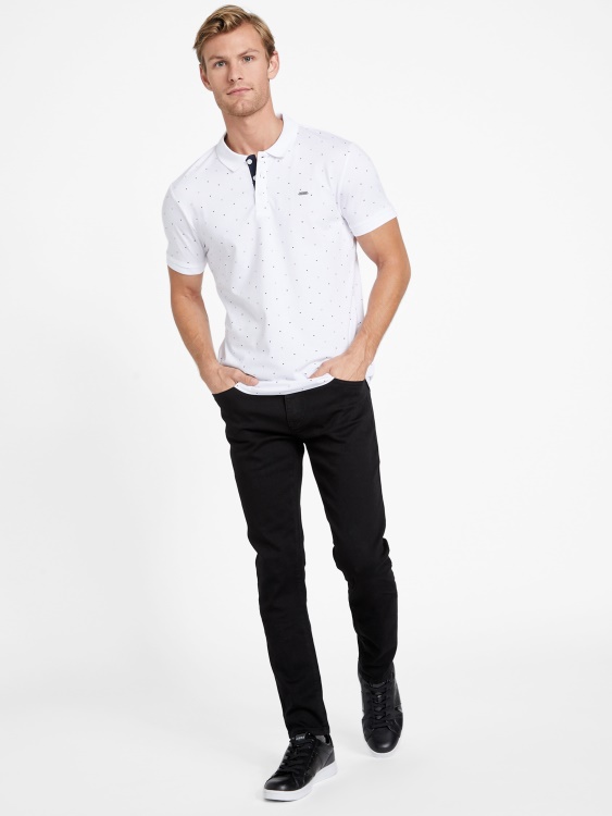 Pure White Eco Dev геометрична поло тениска Guess