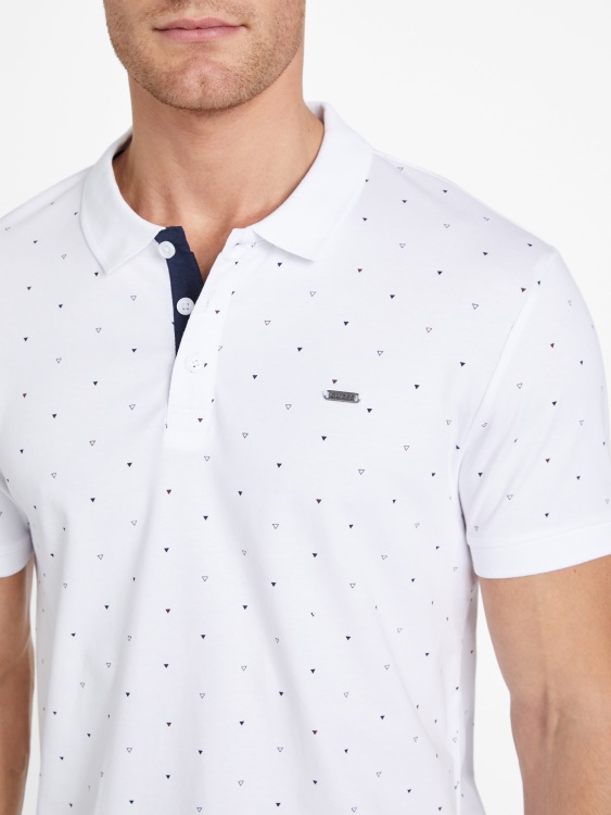 Pure White Eco Dev геометрична поло тениска Guess