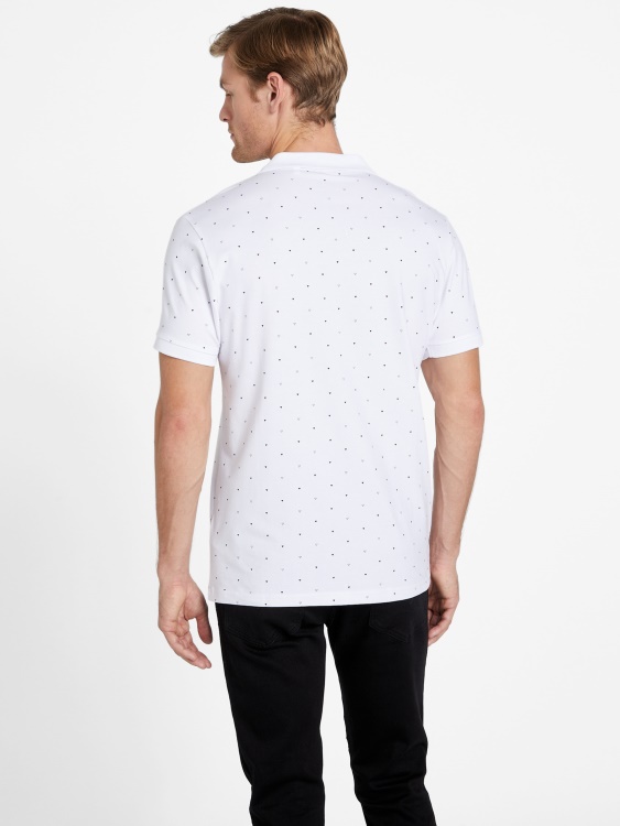 Pure White Eco Dev геометрична поло тениска Guess