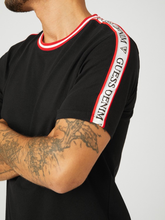 Guess Hyatt Logo Tape Tee Jet Black
