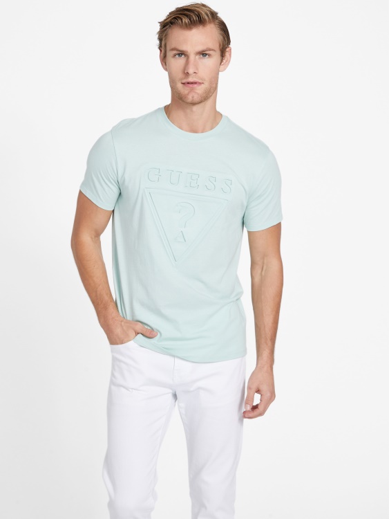 лого тениска с кръгло деколте мента мъгла Guess