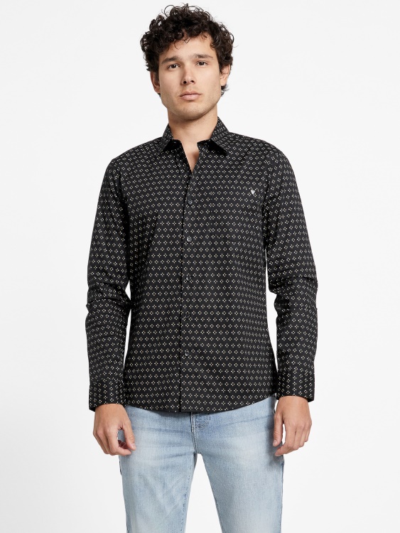 черна риза Guess Tully Geo S джоб