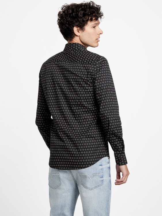 черна риза Guess Tully Geo S джоб