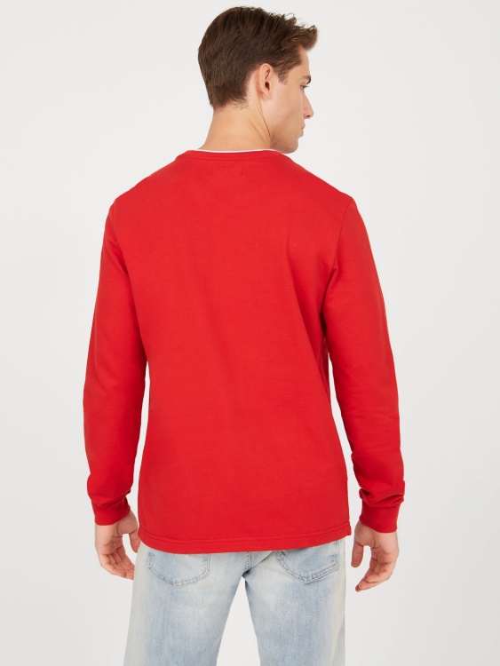 Тениска с дълга ръкав с лого калико Guess Red Noir