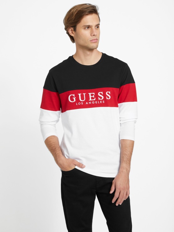 чисто бяла тениска с дълга ръка Guess Eco Alec