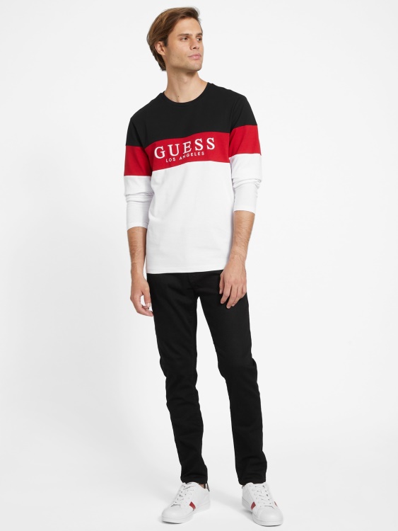 чисто бяла тениска с дълга ръка Guess Eco Alec