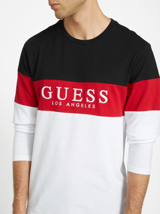 чисто бяла тениска с дълга ръка Guess Eco Alec