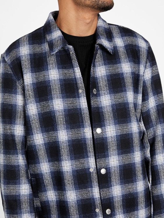 Guess Ted Wool-blend Shacket Blue Plaid