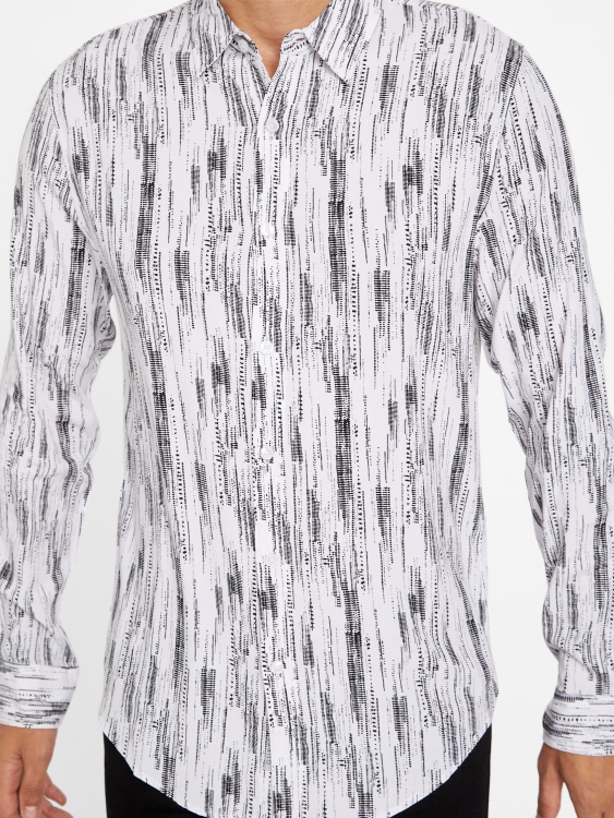 риза с ботанически щампи Guess чисто бяла