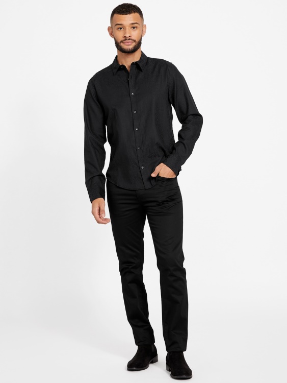 черна риза Guess Busio жакард