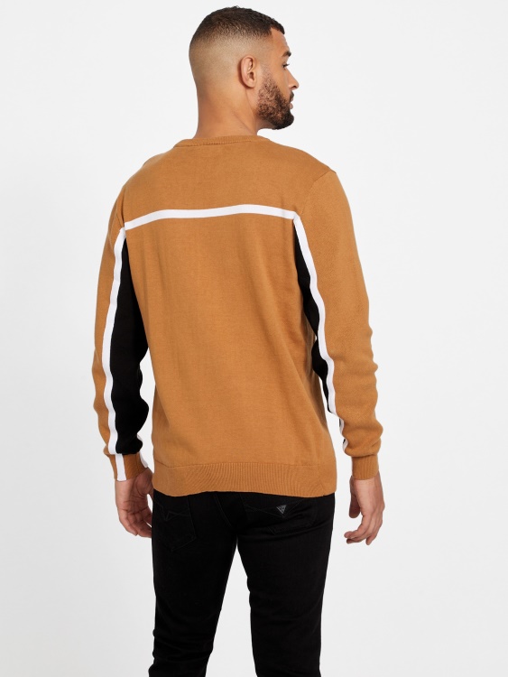 Guess Rowe Color-block пуловер кафяв топаз