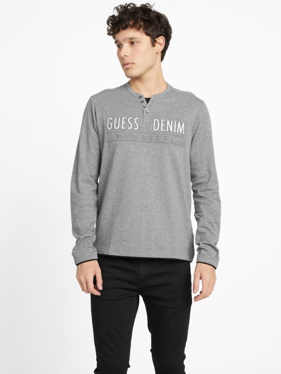 среден въглен хедър едгар тениска с дълъг ръкав Guess