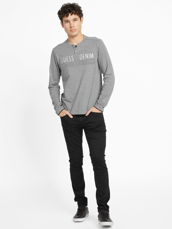 среден въглен хедър едгар тениска с дълъг ръкав Guess