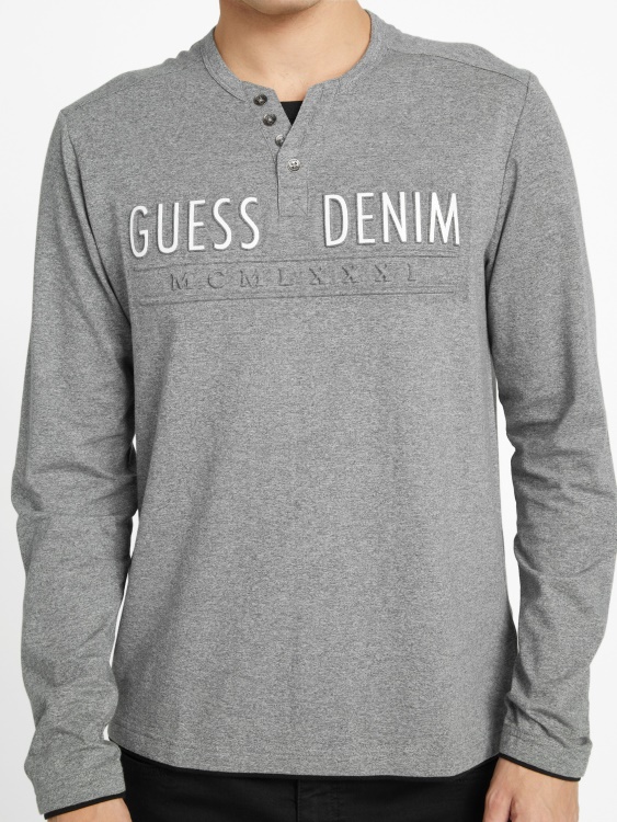 среден въглен хедър едгар тениска с дълъг ръкав Guess