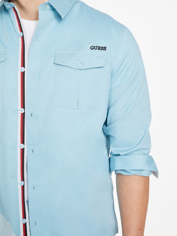 забележителна синя риза с дълги ръкави Guess Lingard