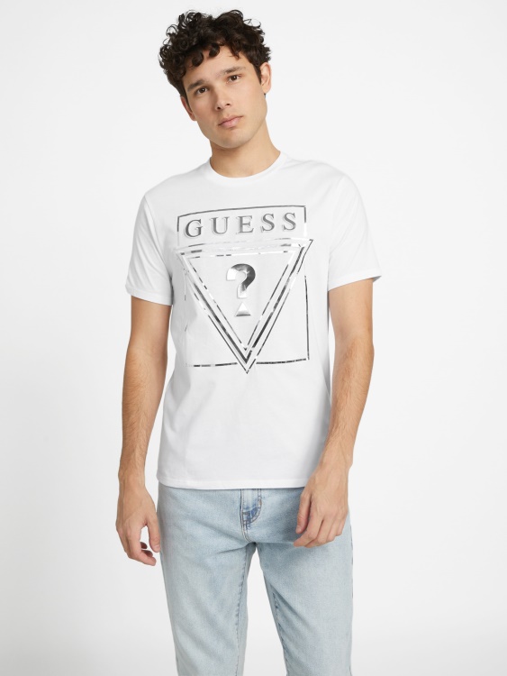 чисто бяла тениска с лого на Guess Ricky