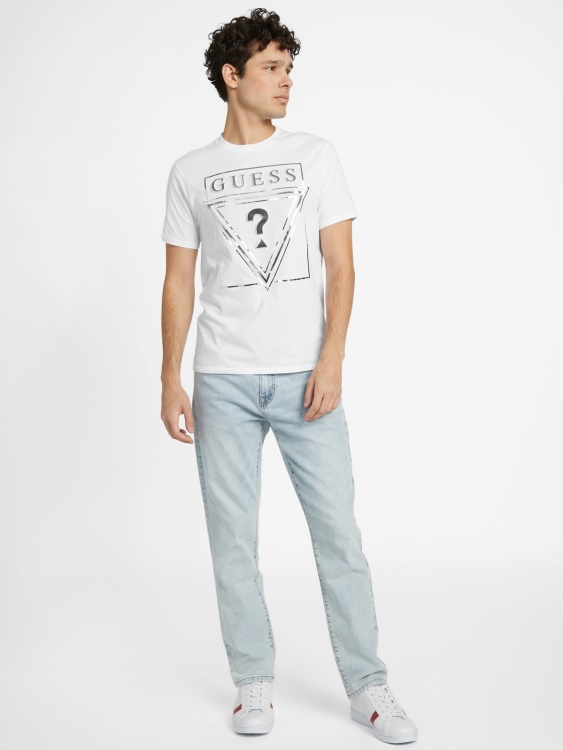 чисто бяла тениска с лого на Guess Ricky