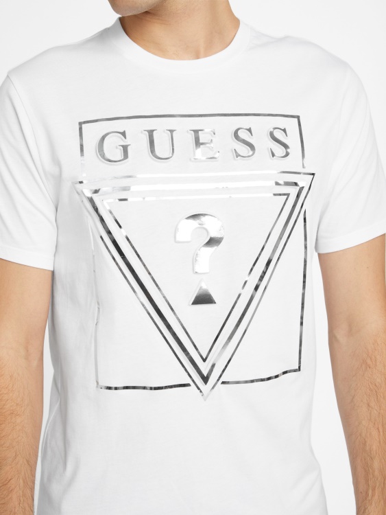 чисто бяла тениска с лого на Guess Ricky
