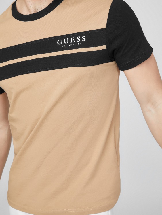 Thom тениска с лого с цветни блокове Guess препечено кафяво