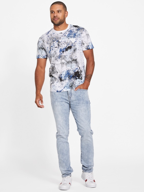 лео модна тениска с кръгло деколте Guess чисто бяло