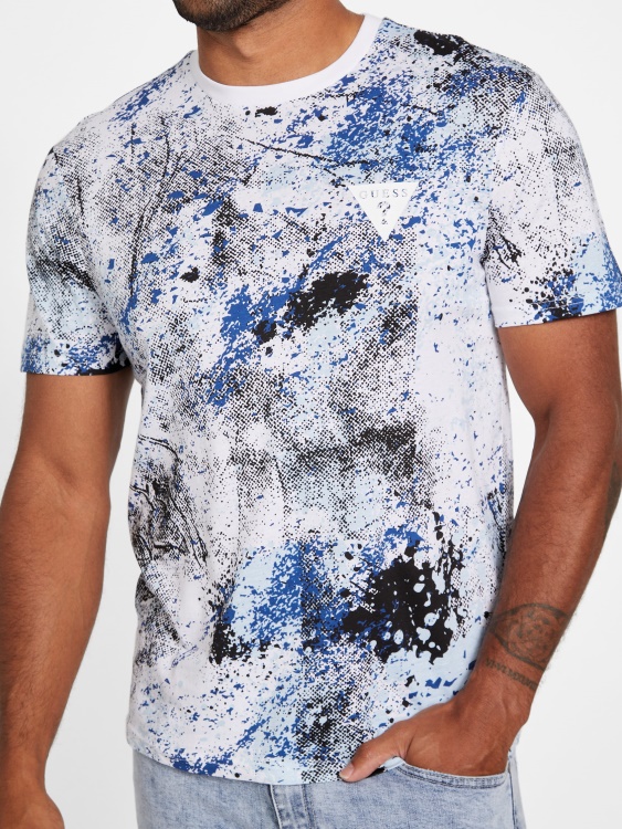 лео модна тениска с кръгло деколте Guess чисто бяло