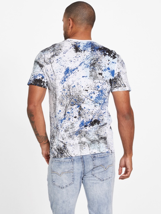 лео модна тениска с кръгло деколте Guess чисто бяло