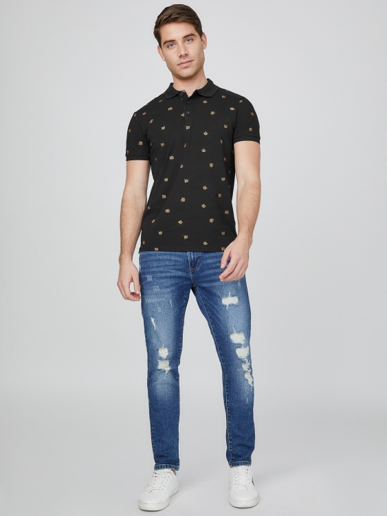 Fallan Roses Polo Jet Black Guess