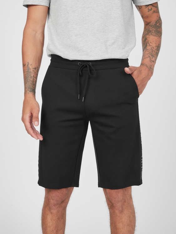къси панталони Andrew Logo Tape Guess Jet Black