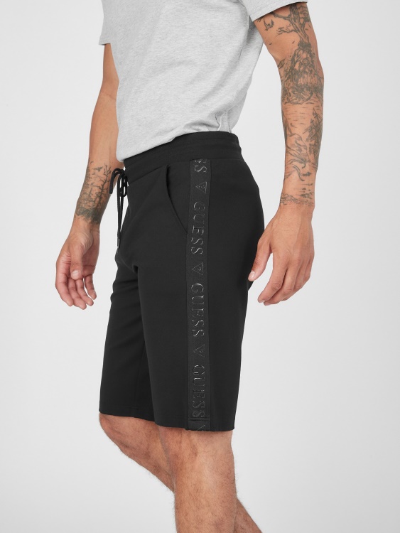 къси панталони Andrew Logo Tape Guess Jet Black