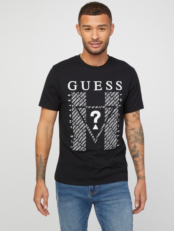 черна тениска с лого Guess Kwes