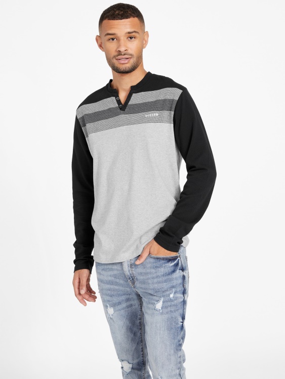 тениска с дълга ръкав Lennox Color-block Jet Black Multi Guess