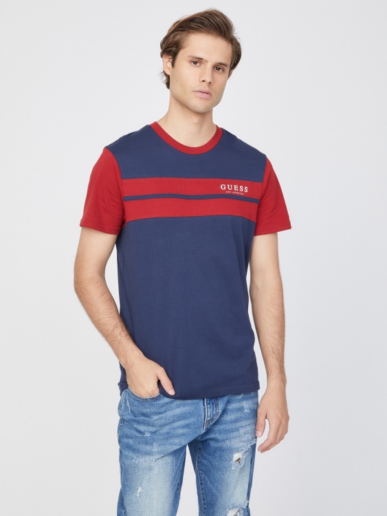 черна синя тениска с лого на Guess Thom Color-block