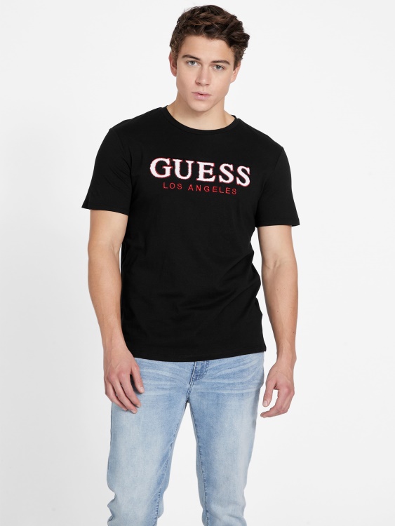 еко спонт тениска с кръгло деколте Guess Jet Black